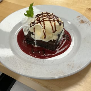 Triple Chocolate Brownie & Vanilla Ice Cream